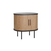 טען את התמונה לגלריה , שידת לילה מעוגלת אלון בשילוב שחור