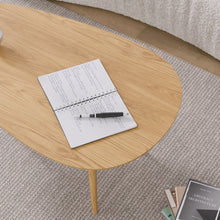 טען את התמונה לגלריה , שולחן סלון אובלי מודרני בצבע אלון ממעלה