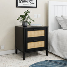 טען את התמונה לגלריה , שידת צד בשילוב מגירות בסגנון ראטן שחור