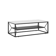 טען את התמונה לגלריה , שולחן סלון מודרני המשלב מתכת ועץ בגימור יוקרתי לבן