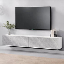 טען את התמונה לגלריה , מזנון צף לבן עם דלתות בטון