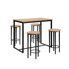 טען את התמונה לגלריה , שולחן בר כולל 4 כסאות מתכת בצבע אלון