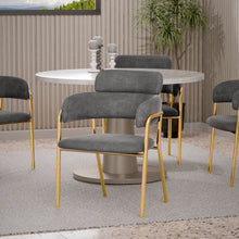 טען את התמונה לגלריה , כיסא פינת אוכל יוקרתי בריפוד קטיפה יוקרתי אפור