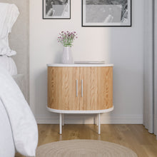 טען את התמונה לגלריה , שידת לילה מעוגלת אלון בשילוב לבן