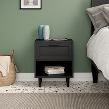 טען את התמונה לגלריה , זוג שידות לילה צבע שחור המשלבות מגירה ומדף