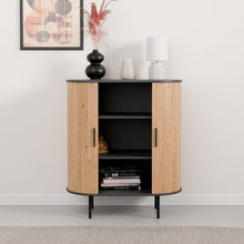 טען את התמונה לגלריה , קונסולת כניסה מודרנית בצבע אלון משולב שחור פתוח