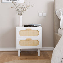 טען את התמונה לגלריה , שידת שתי מגירות בגימור דמוי ראטן יוקרתי