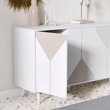 טען את התמונה לגלריה , קונסולת כניסה מרהיבה בצבע לבן מקרוב