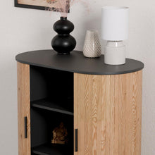 טען את התמונה לגלריה , קונסולת כניסה מודרנית בצבע אלון משולב שחור פתוח מהצד