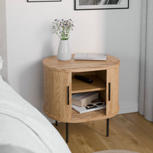 טען את התמונה לגלריה , שידת לילה מעוגלת אלון פתוחה