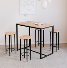 טען את התמונה לגלריה , שולחן בר כולל 4 כסאות אלון
