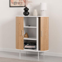 טען את התמונה לגלריה , קונסולת כניסה מודרנית בצבע אלון משולב לבן פתוחה