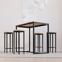 טען את התמונה לגלריה , שולחן בר כולל 4 כסאות אלון