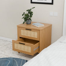 טען את התמונה לגלריה , שידת צד בשילוב מגירות בסגנון ראטן אלון מגירה פתוחה