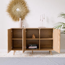 טען את התמונה לגלריה , קונסולת כניסה מרהיבה בצבע אלון פתוחה