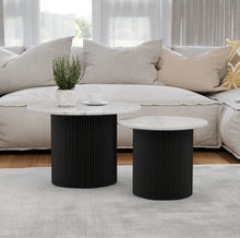 טען את התמונה לגלריה , זוג שולחנות מדורגים צבע שיש לבן