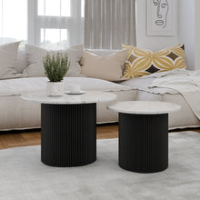 טען את התמונה לגלריה , זוג שולחנות מדורגים מודרניים בלבן שיש