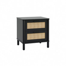 טען את התמונה לגלריה , שידת צד בשילוב מגירות בסגנון ראטן שחור