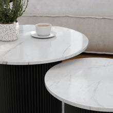 טען את התמונה לגלריה , זוג שולחנות מדורגים צבע שיש לבן - מקרוב