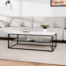 טען את התמונה לגלריה , שולחן סלון מודרני המשלב מתכת ועץ בגימור יוקרתי לבן