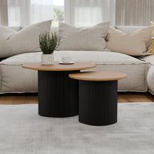 טען את התמונה לגלריה , זוג שולחנות מדורגים צבע אלון