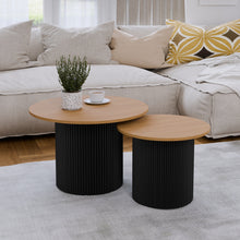 טען את התמונה לגלריה , זוג שולחנות מדורגים מודרניים באלון