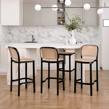 טען את התמונה לגלריה , ארבעה כיסאות בר דמוי ראטן מודרני בשחור