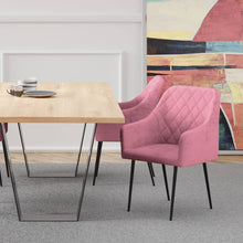 טען את התמונה לגלריה , כורסת קטיפה מרופדת ובדוגמת מעוינים נוחה ומפנקת ורוד