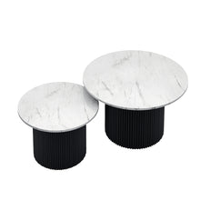 טען את התמונה לגלריה , זוג שולחנות מדורגים מבט מעל לבן שיש