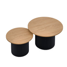 טען את התמונה לגלריה , זוג שולחנות מדורגים מבט מעל אלון