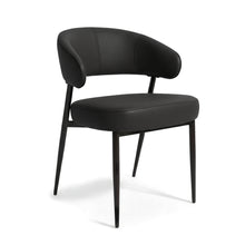 טען את התמונה לגלריה , כיסא פינת אוכל עם משענת בגימור דמוי עור יוקרתי צבע שחור