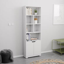 טען את התמונה לגלריה , ספריית מדפים מעוצבת בצבע לבן