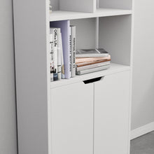 טען את התמונה לגלריה , ספריית מדפים מעוצבת בצבע לבן מבט מקרוב