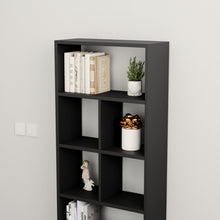 טען את התמונה לגלריה , ספריית מדפים מעוצבת בצבע שחור מבט מקרוב
