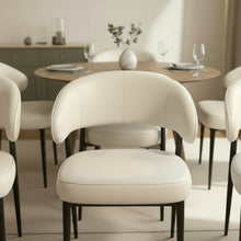 טען את התמונה לגלריה , כיסא פינת אוכל עם משענת בגימור דמוי עור יוקרתי שמנת