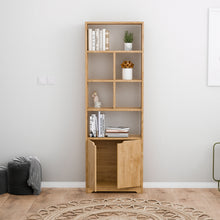 טען את התמונה לגלריה , ספריית מדפים מעוצבת בצבע אלון פתוחה