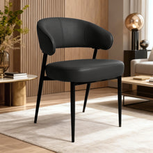 טען את התמונה לגלריה , כיסא פינת אוכל עם משענת בגימור דמוי עור יוקרתי שחור