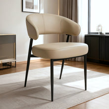 טען את התמונה לגלריה , כיסא פינת אוכל עם משענת בגימור דמוי עור יוקרתי בז'
