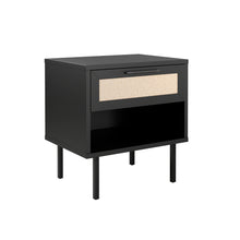 טען את התמונה לגלריה , שידת לילה מודרנית בסגנון ראטן הכוללת תא אחסון ומגירה רחבה - מגוון צבעים לבחירה