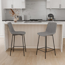 טען את התמונה לגלריה , כיסא בר מרופד ורך בצבע אפור