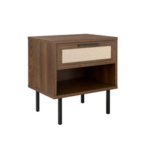 טען את התמונה לגלריה , שידת לילה מודרנית בסגנון ראטן הכוללת תא אחסון ומגירה רחבה - מגוון צבעים לבחירה