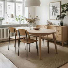 טען את התמונה לגלריה , רביעית כיסאות פינת אוכל מודרנים ציפוי PVC בצבע אלון