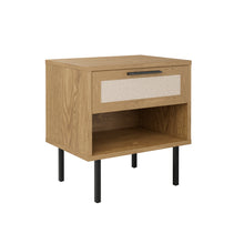 טען את התמונה לגלריה , שידת לילה מודרנית בסגנון ראטן הכוללת תא אחסון ומגירה רחבה - מגוון צבעים לבחירה