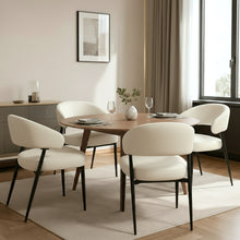 טען את התמונה לגלריה , רביעית כיסאות פינת אוכל עם משענת בגימור דמוי עור יוקרתי שמנת