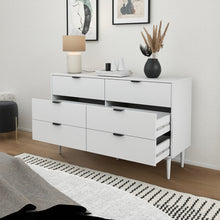 טען את התמונה לגלריה , קומודה שש מגירות לבן מגירות פתוחות