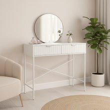 טען את התמונה לגלריה , שידת איפור אלגנטית משולבת מראה בגוון לבן רך