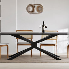 טען את התמונה לגלריה , שולחן פינת אוכל בגימור בטון ורגלי מתכת מושחרות ססגוניות וחזקות