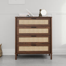 טען את התמונה לגלריה , קומודת ארבע מגירות בסגנון ראטן