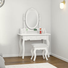 טען את התמונה לגלריה , שידת איפור בסגנון וינטאג' מרהיבה כולל כיסא בשני צבעים לבחירה