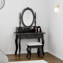 טען את התמונה לגלריה , שידת איפור בסגנון וינטאג' מרהיבה כולל כיסא בשני צבעים לבחירה